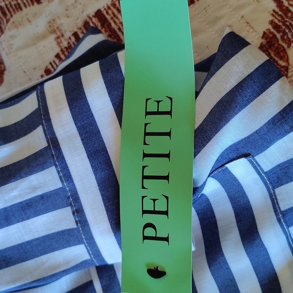 Lightweight Spring Business Casual Navy and White Striped Shirt - Picture 5 of 5